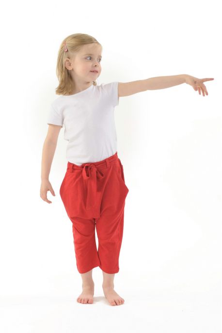 Children's sarouel pants pure organic cotton Red