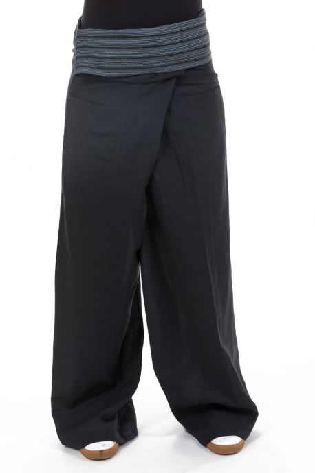 Pantalon pecheur thailande noir uni