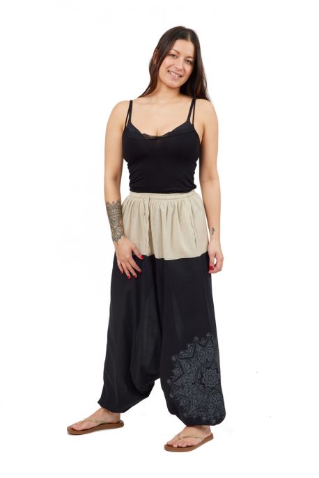 Pantalon Fisherman Latika noir turquoise