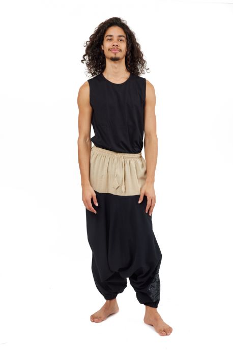Pantalon Fisherman Latika noir turquoise