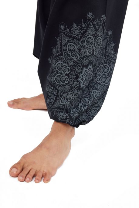 Pantalon Fisherman Latika noir turquoise