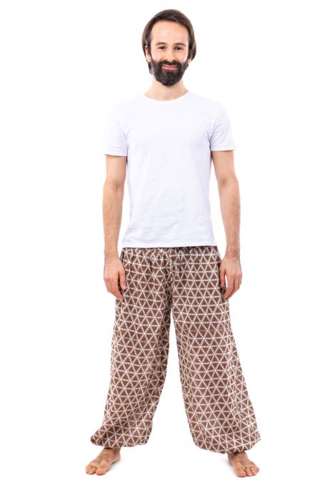 Pantalon elastique bouffant marron Elia