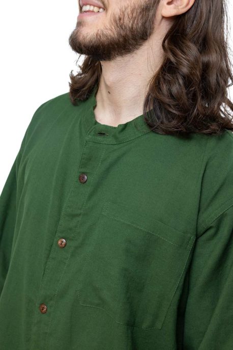 Chemise homme Col mao nepalaise rouge fonce