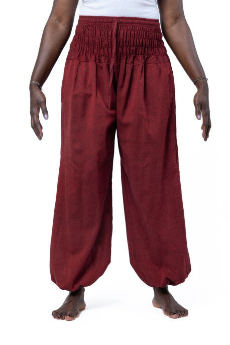 Pantalon elastique bouffant marron Elia