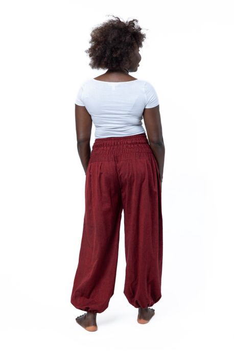 Pantalon elastique bouffant marron Elia