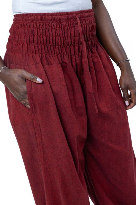 Pantalon elastique bouffant marron Elia