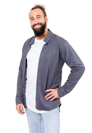 Chemise ethnique bleue avec capuche Himalya