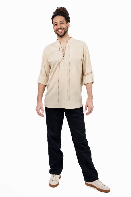 Chemise médiévale col mao lacet Avalon