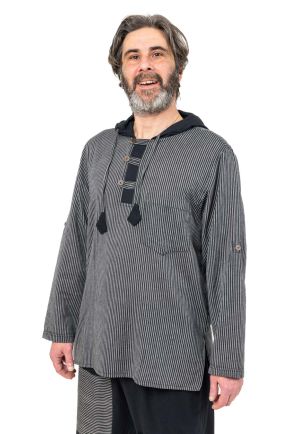 Chemise ethnique bleue avec capuche Himalya