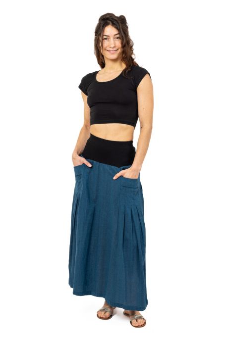 Jupe longue ample denim fluide Metropolis