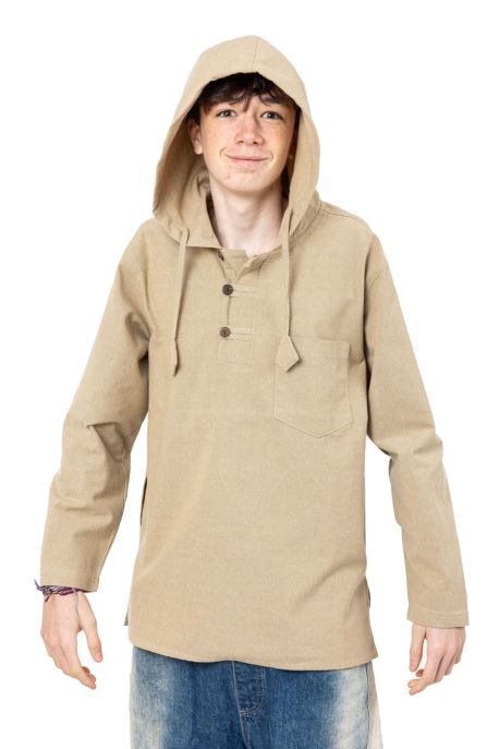 Chemise ethnique bleue avec capuche Himalya