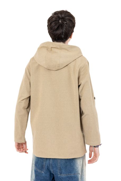 Chemise ethnique bleue avec capuche Himalya