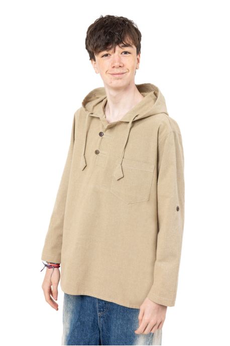 Chemise ethnique bleue avec capuche Himalya