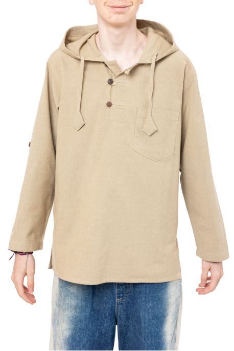 Chemise ethnique bleue avec capuche Himalya