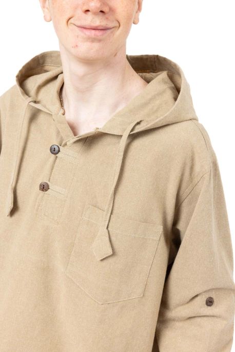 Chemise ethnique bleue avec capuche Himalya