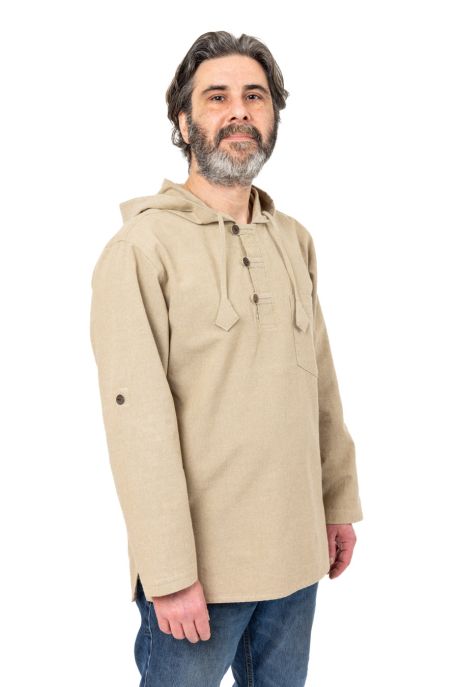 Chemise ethnique bleue avec capuche Himalya