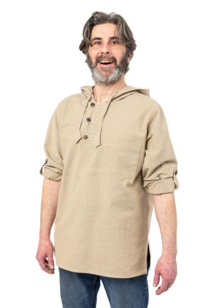 Chemise ethnique bleue avec capuche Himalya