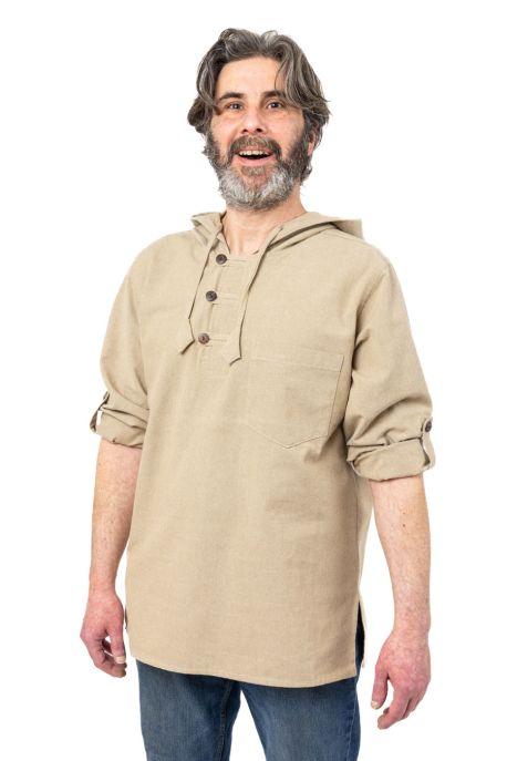 Chemise ethnique bleue avec capuche Himalya