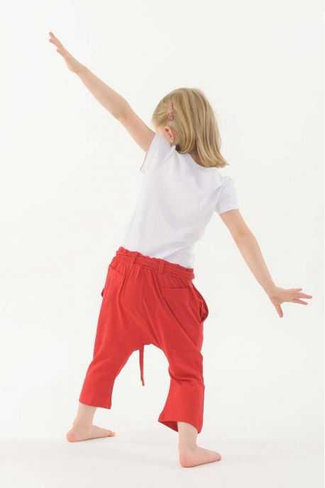 Children's sarouel pants pure organic cotton Red