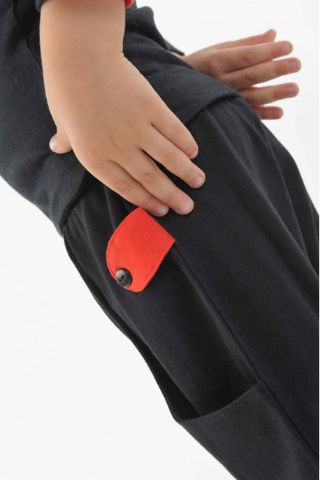 Equitable organic cotton aladdin pants for kids Black red