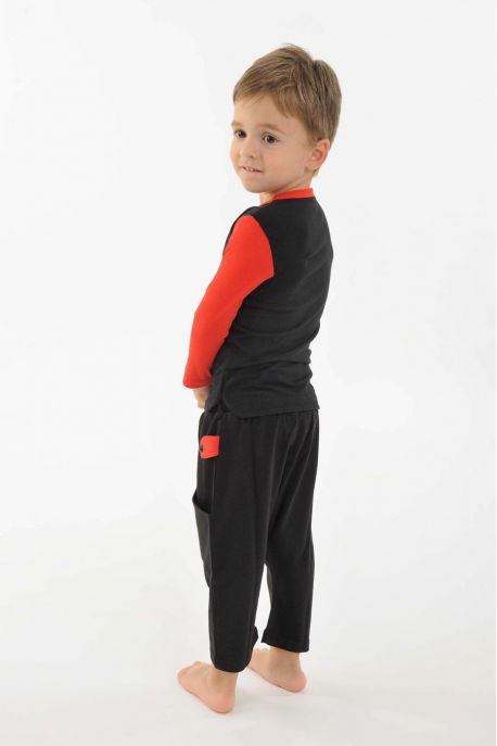 Equitable organic cotton aladdin pants for kids Black red
