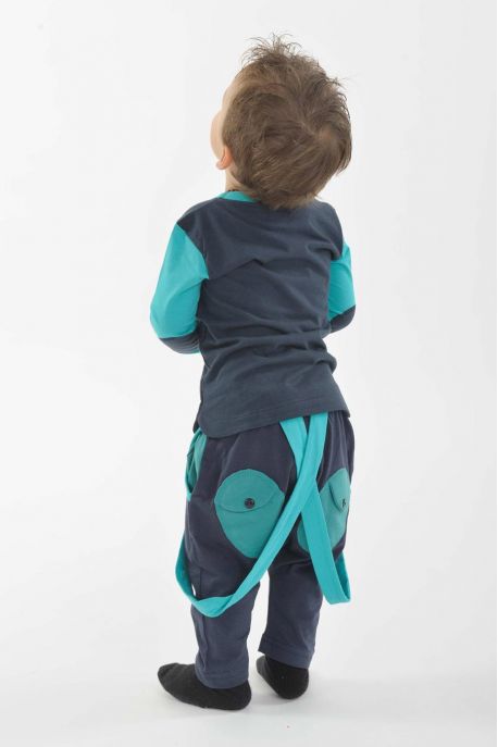 Children's T-shirt in organic cotton, long-sleeved elbow patches