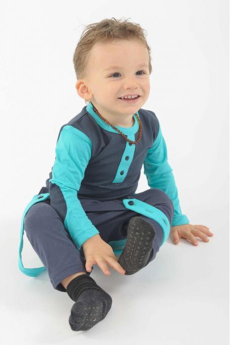 Children's T-shirt in organic cotton, long-sleeved elbow patches