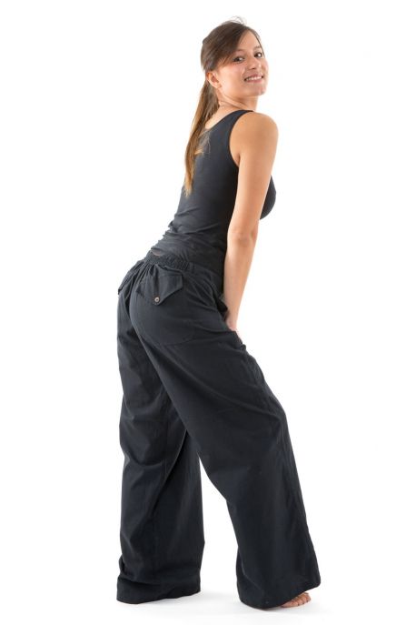 Women's men's pants winter zen chic plain black