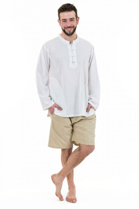 K11521 Chemise nepalaise homme col mao noire