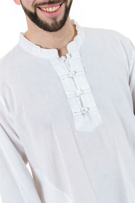 K11521 Chemise nepalaise homme col mao noire