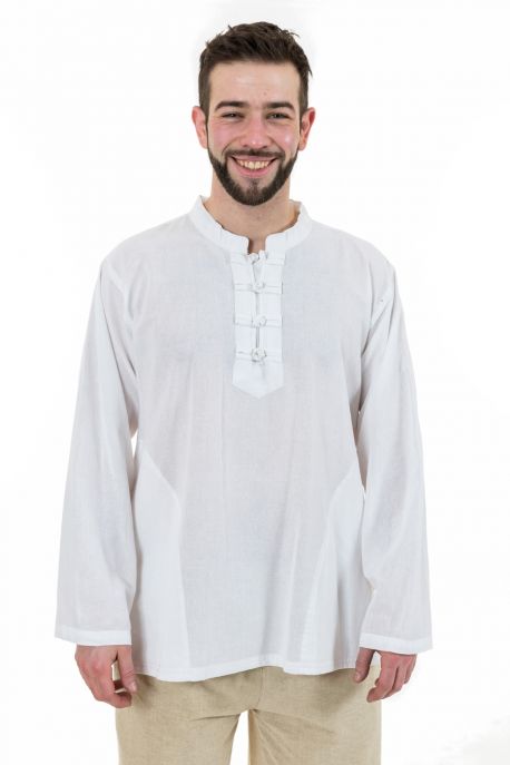 K11521 Chemise nepalaise homme col mao noire