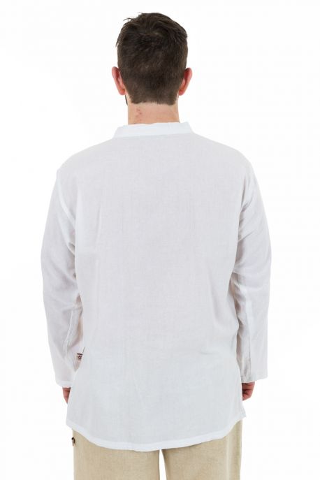 K11521 Chemise nepalaise homme col mao noire